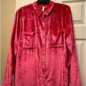 Anthropologie Pilcro Pink Long Sleeve Crushed Velvet.  Women’s 14 New w/out tags
